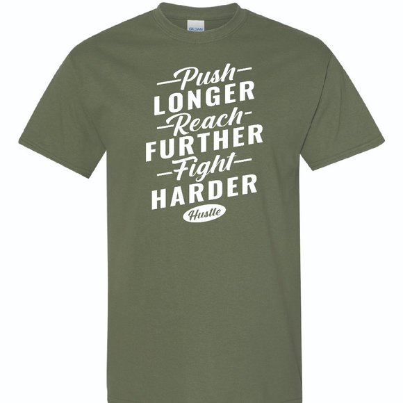 Mens Short Sleeve T-shirt - Reach Further - Military Green - Picture 1 of 2